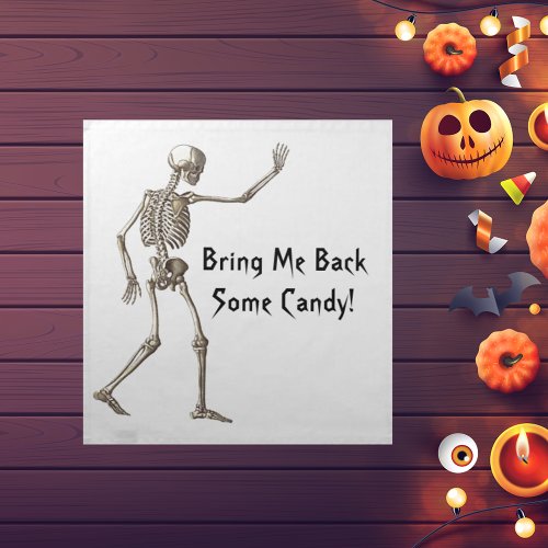 Bring Me Candy Skeleton Halloween Cloth Napkin