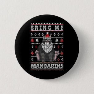 Bring Me Mandarins Cat Ugly Xmas Cat T Shirt  Button