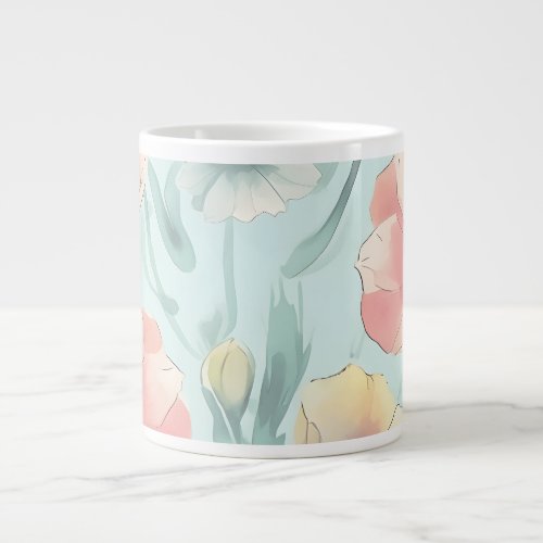 Bring nature indoors with pastel poppy flowers giant coffee mug