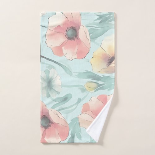 Bring nature indoors with pastel poppy flowers hand towel 