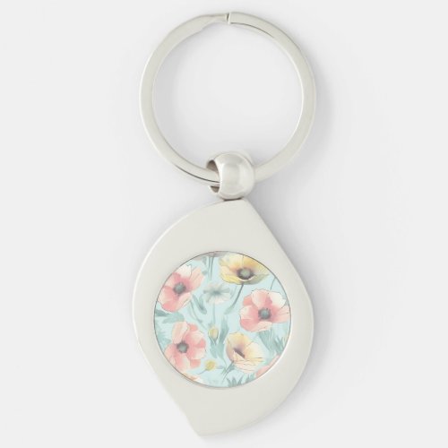 Bring nature indoors with pastel poppy flowers keychain