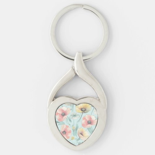 Bring nature indoors with pastel poppy flowers keychain