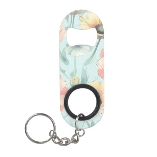Bring nature indoors with pastel poppy flowers keychain bottle opener