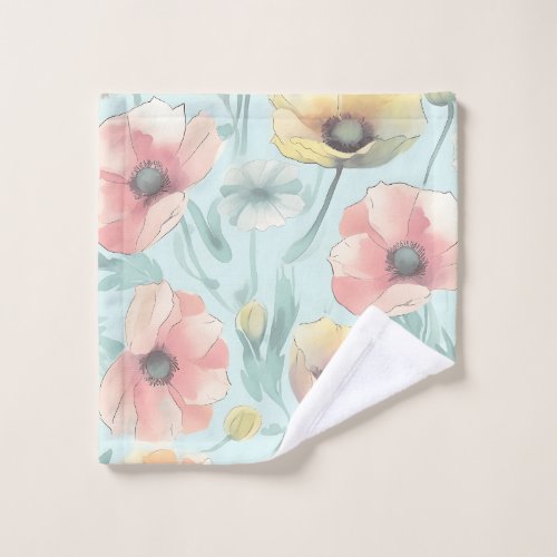 Bring nature indoors with pastel poppy flowers wash cloth