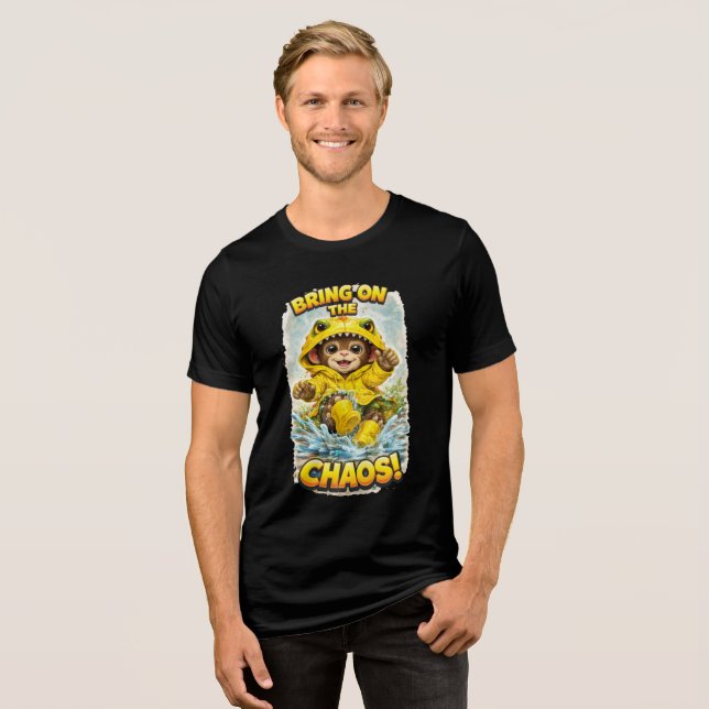 Bring on the Chaos T-Shirt Cute Rain Dino Tri-Blend Shirt (Front Full)