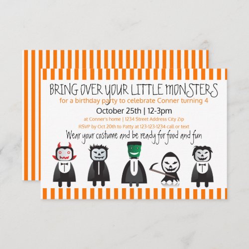 Bring over your monsters _ 3x5 Birthday Invitation