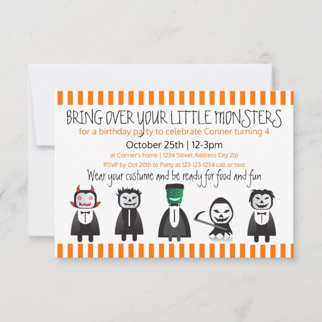 Bring over your monsters - 3x5 Birthday Invitation (Front)