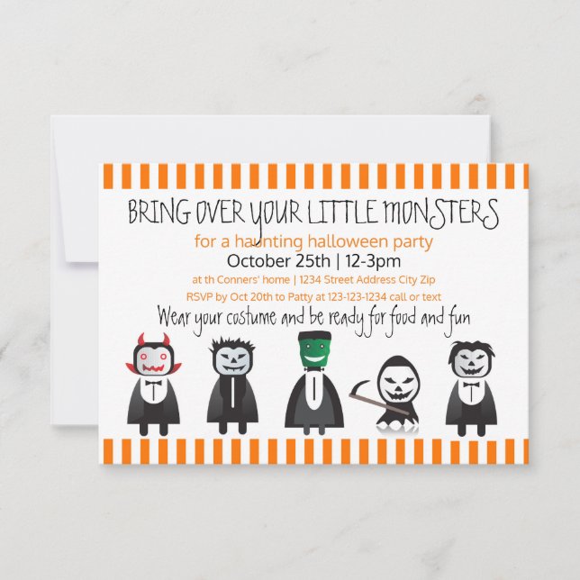 Bring over your monsters-3x5Halloween Party Invite (Front)