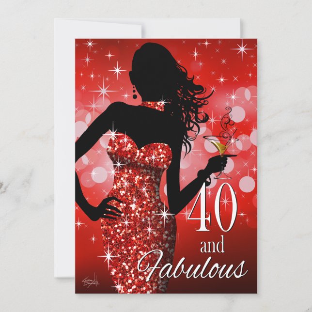 Bring the Bling 40 & Fabulous Birthday | red Invitation (Front)