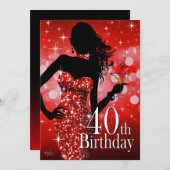 Bring the Bling 40th Birthday | red Invitation (Front/Back)