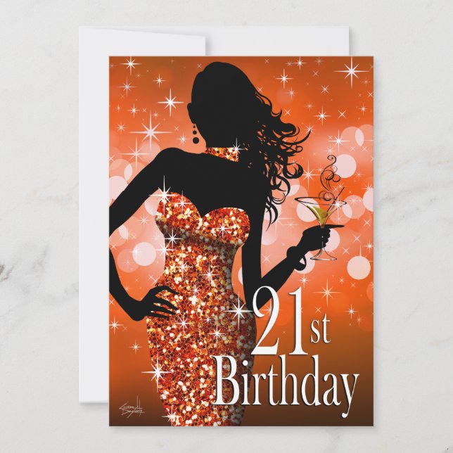 Bring the Bling Sparkle 21st Birthday | orange Invitation (Front)