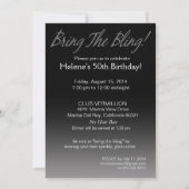 Bring the Bling Sparkle 50th Birthday | silver Invitation (Back)