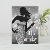 Bring the Bling Sparkle 50th Birthday | silver Invitation (Standing Front)