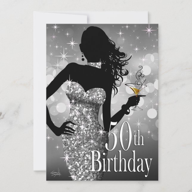 Bring the Bling Sparkle 50th Birthday | silver Invitation (Front)