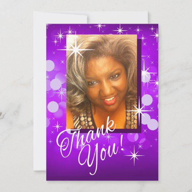 Bring the Bling Sparkle Photo Thank You | purple Card (Front)