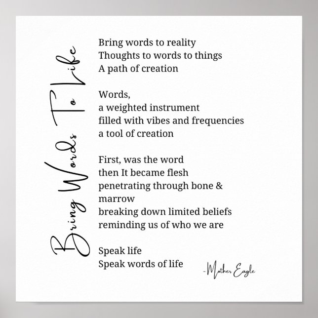 Bring words to life Poem Wall Art poster Decor (Front)