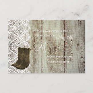 Bring Your Boots Country Wedding RSVP Cards
