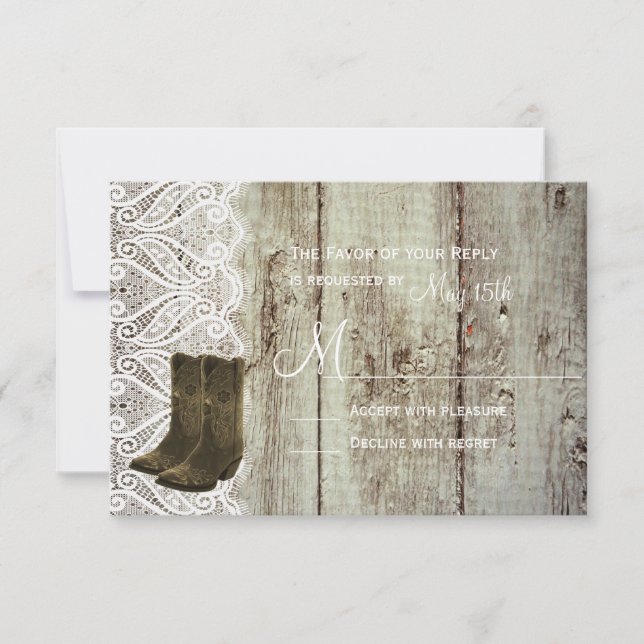 Bring Your Boots Country Wedding RSVP Cards (Front)