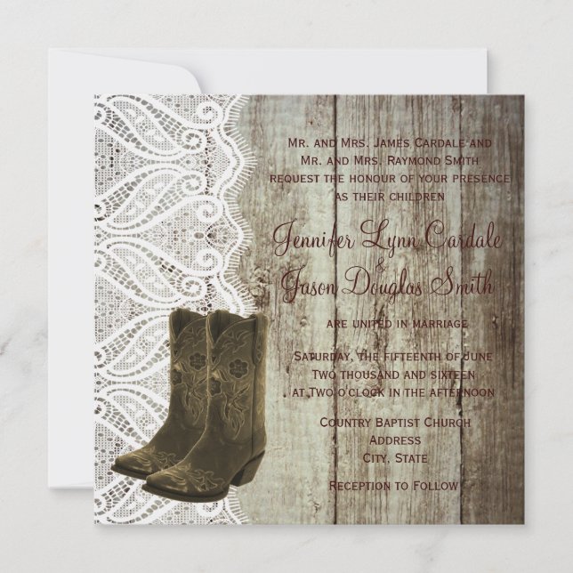 Bring Your Boots Wedding Invitations (Front)