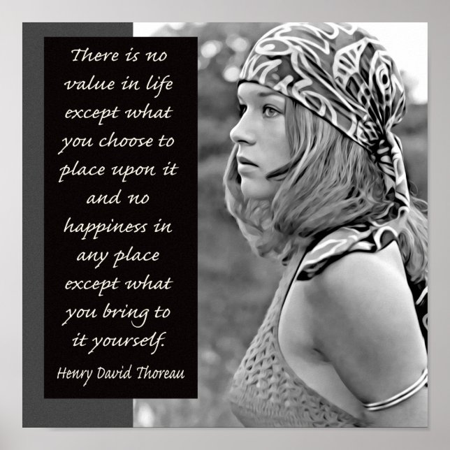 Bring your Happiness with You -Thoreau quote Poster (Front)