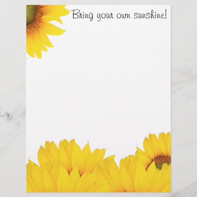 Bring your own sunshine sunflowers letterhead (Front)