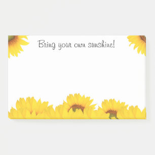 Bring your own sunshine sunflowers post-it notes