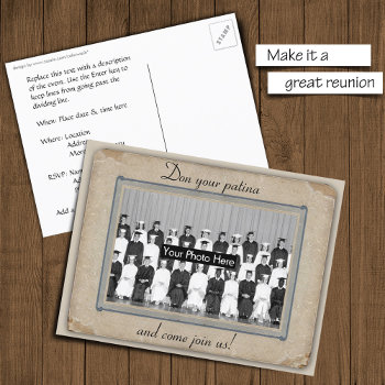 Bring Your Patina To The Reunion - Save The Date Announcement Postcard by colorwash at Zazzle