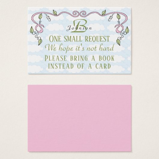 BringABook "Castle/Pink" Insert Card/Personalize (Front & Back)