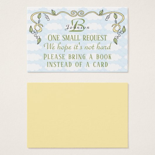 BringABook "Castle/Yellow" Insert Card/Personalize (Front & Back)