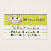 BringABook "Owl/Pink" Insert Card/Personalize (Front)