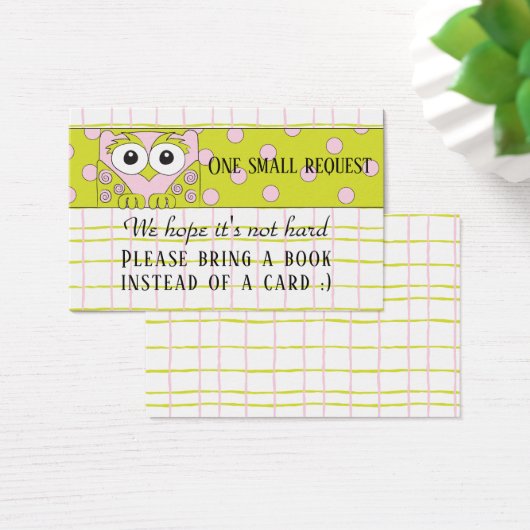 BringABook "Owl/Pink" Insert Card/Personalize (Desk)