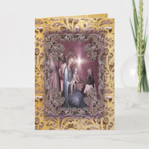 Bringing Baby Jesus Gifts Holiday Card