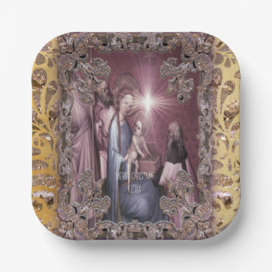 Bringing Baby Jesus Gifts Paper Plates