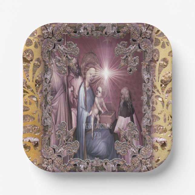 Bringing Baby Jesus Gifts  Paper Plates (Front)