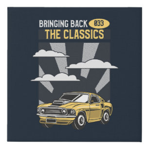 Bringing Back the Classics Retro Muscle Car Faux Canvas Print