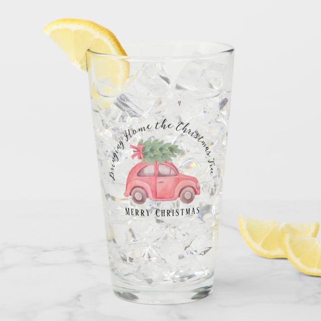 Bringing Home The Christmas Tree Glass Tumbler (Front Ice)
