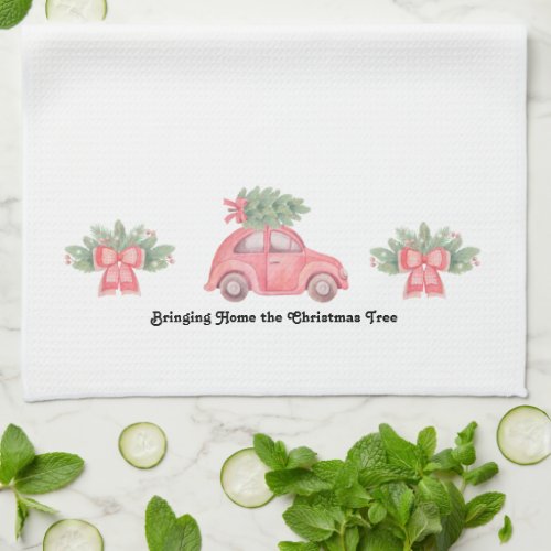 Bringing Home the Christmas Tree  Kitchen Towel