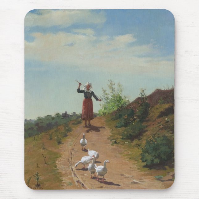 Bringing Home the Flock of Geese (by Paul Peel) Mouse Pad (Front)