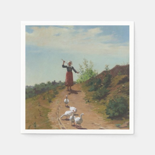 Bringing Home the Flock of Geese (by Paul Peel) Napkins (Front)