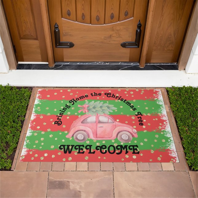 Bringing Home the Tree, 30" x 45" Doormat (Outdoor)