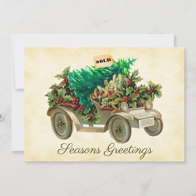Bringing Home The Tree Flat Holiday Card (Front)