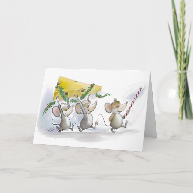 Bringing In The Christmas Cheese Blank Card (Front)