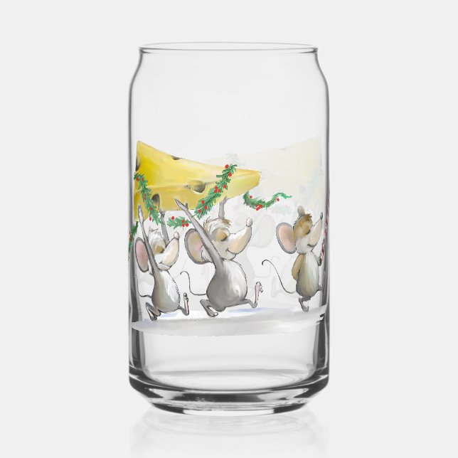Bringing In The Christmas Cheese Can Glass (Front)