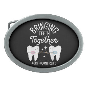 Bringing Teeth Together - Orthodontist Belt Buckle