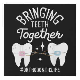 Bringing Teeth Together - Orthodontist  Faux Canvas Print