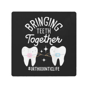 Bringing Teeth Together - Orthodontist  Metal Print