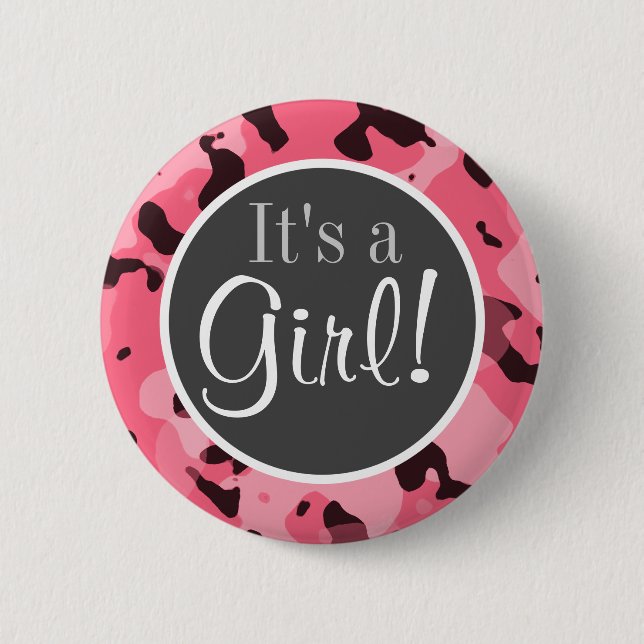 Brink Pink Camo; Camouflage Pinback Button (Front)