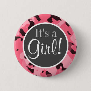 Brink Pink Camo; Camouflage Pinback Button