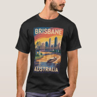 Brisbane Australia Illustration Travel Art Vintage
