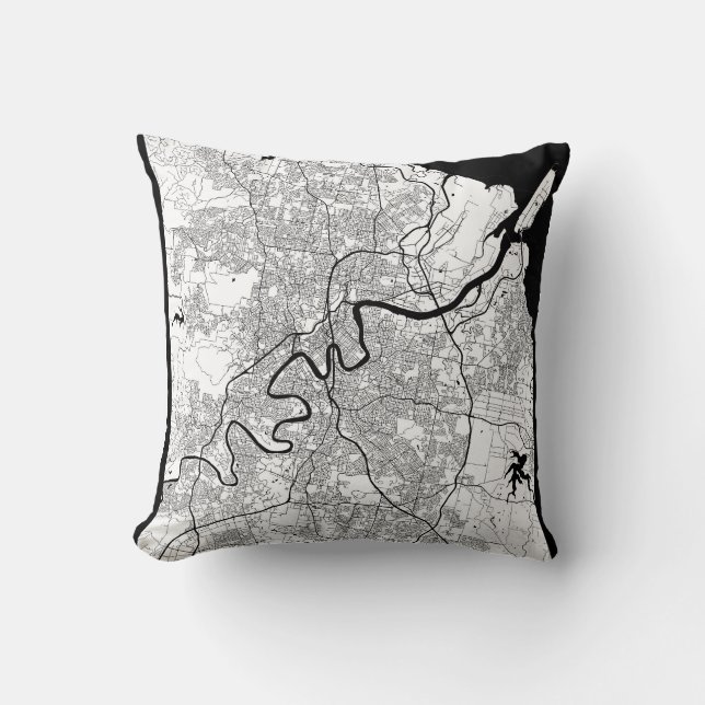Brisbane Australia Map Throw Pillow (Front)